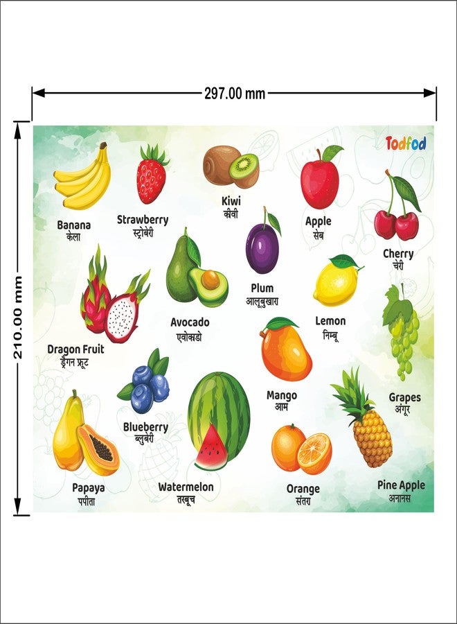 Todfod Wooden Fruits Learning Board Puzzle with Hindi Names | 14-Piece Educational Wooden Puzzle Toy for Kids | Early Learning Toy for Toddlers & Preschoolers | Gift for Boys & Girls - Image 3